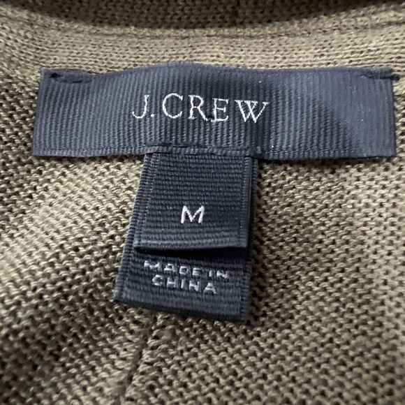J.Crew Size M classic oversized long open front cardigan Olive Green *Flawed - Picture 7 of 7
